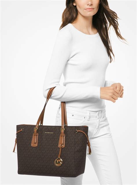 michael michael kors voyager medium logo tote|Michael Kors zip top tote.